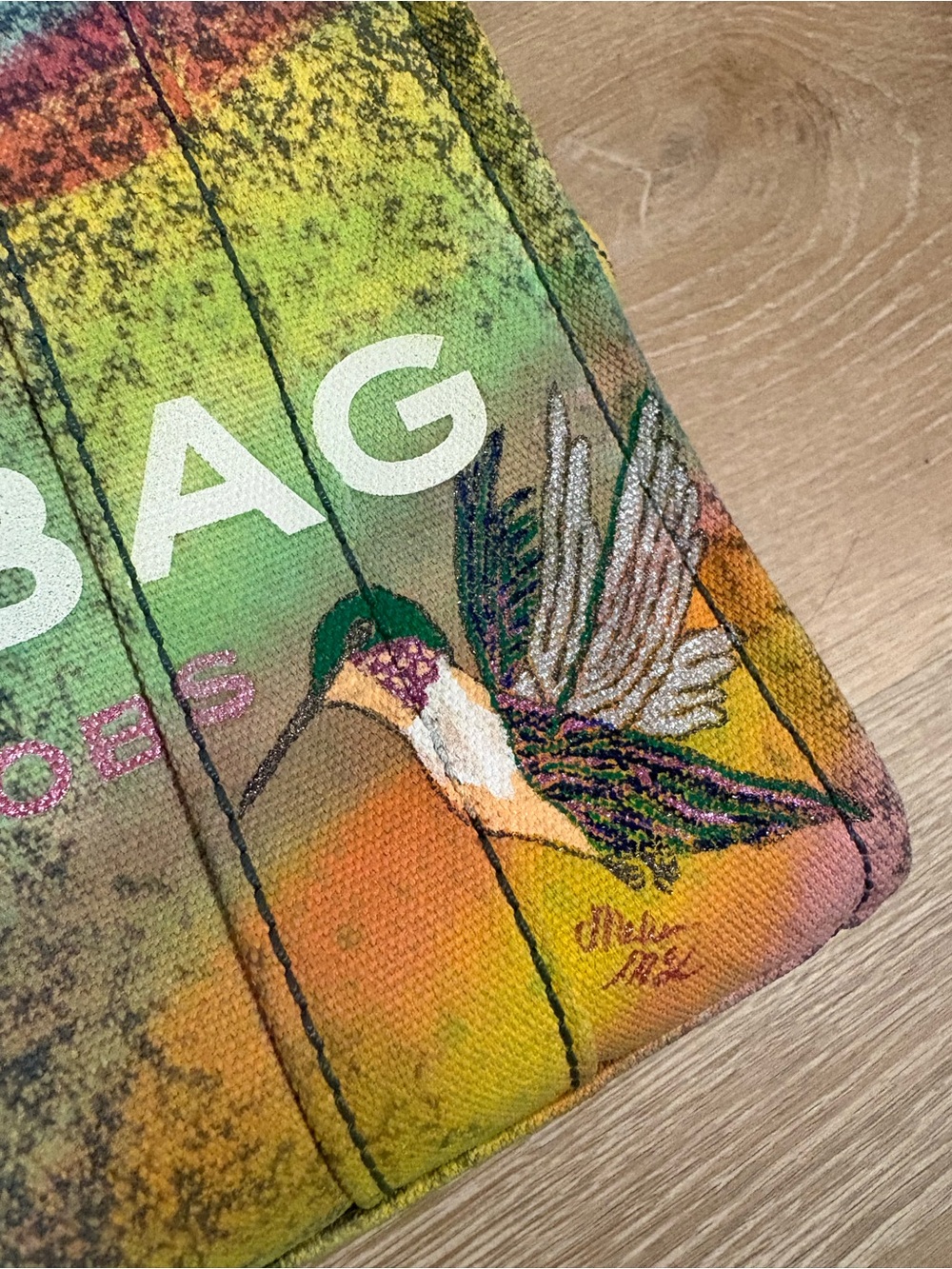 Small Marc Jacobs “Marbled Rainbow w/ Hummingbird” 🌈🪽The Tote Bag - Picture 3 of 10
